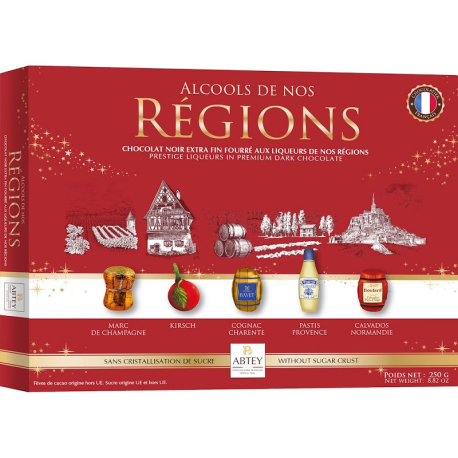 PRECOMMANDE Boîte Alcools de nos régions chocolats liqueurs 250g Abtey