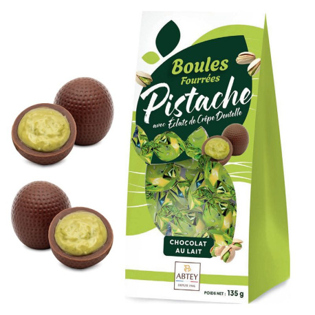Sachet 10 Boules fourrés Pistache 135g Abtey