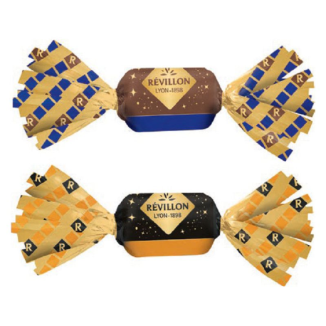 Minis papillotes praliné noir & lait Révillon sachet vrac +-200 pièces