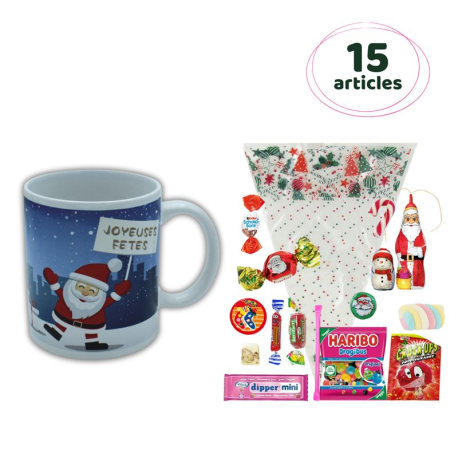 PRECOMMANDE Sachet avec Mug décor Noël 15 confiseries