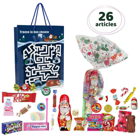 PRECOMMANDE Sachet Traineau 26 confiseries + sac cadeau