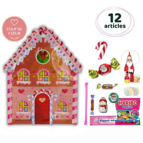 PRECOMMANDE Sachet forme Maison de Noël 12 confiseries