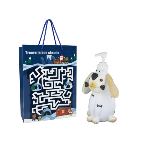 PRECOMMANDE Sac cadeau + Distributeur à savon décor Chien 18 confiseries