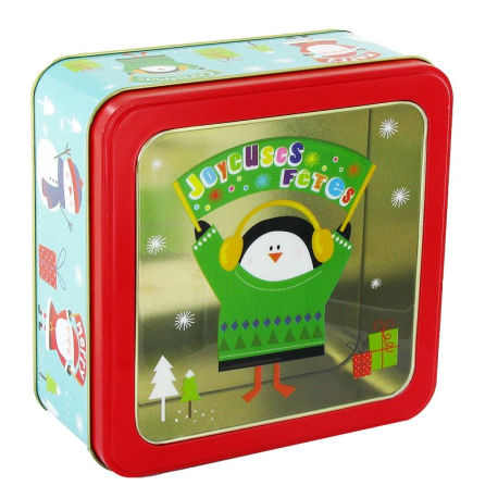 PRECOMMANDE Boîte métal carrée Noël 21 confiseries