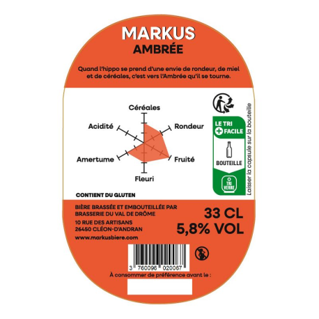 Markus ambrée vp 33cl - 5°8 alcool