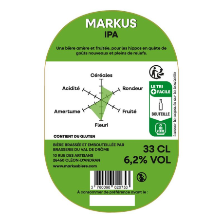 Markus IPA vp 33cl - 6,2° alcool