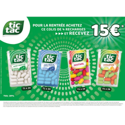 Colis Tic Tac septembre 2026 - 15€ remboursés (jusqu'au 30/09/26)