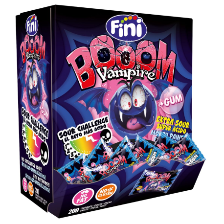Bubble gum Vampire Fini (colorent la langue) - boîte de 200