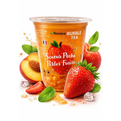 Bubble Tea saveur Pêche perles Fraise 400ml Nostea