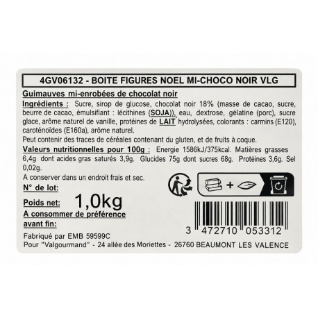 Guimauves mi-chocolatées noir 1kg