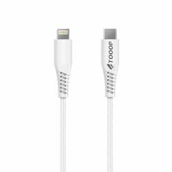 Cable USB-C to Lightning en nylon blanc 1m Premium TOOOP