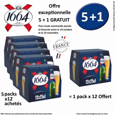 Lot 1664 blonde 12x25cl VP - 5 packs + 1 offert