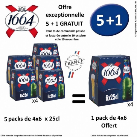Lot 1664 blonde 6x25cl VP - 5 packs +1 offert